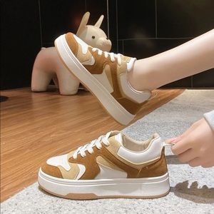 Mustard/Brown Color Block Sneakers